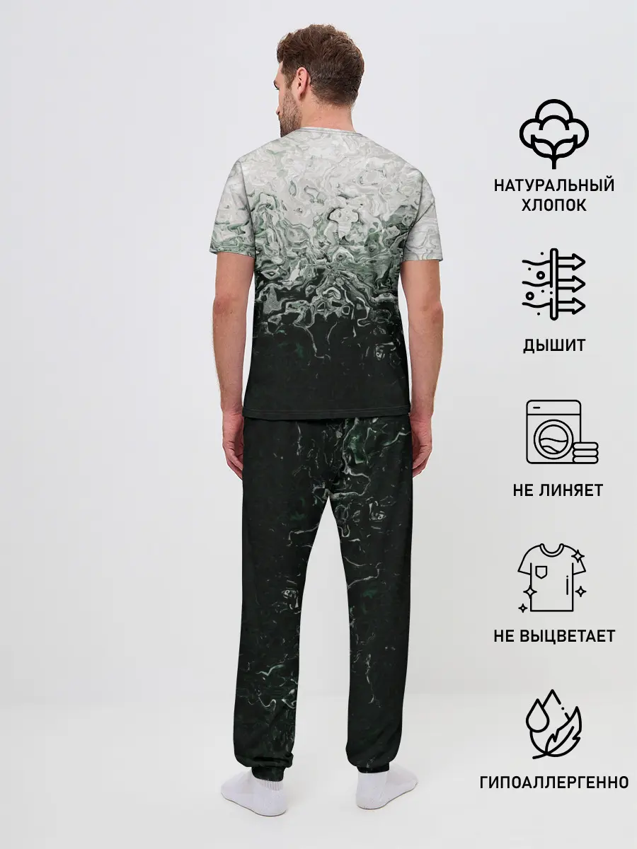 Мужская пижама с брюками / Разводы жидкость абстракция