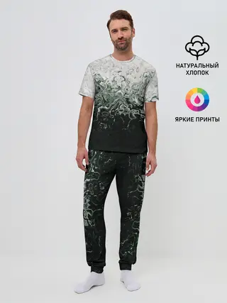 Мужская пижама с брюками / Разводы жидкость абстракция