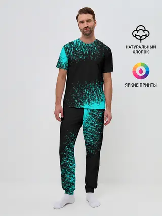 Мужская пижама с брюками / Краска