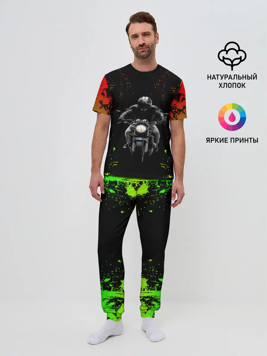 Мужская пижама с брюками / МОТОЦИКЛЫ