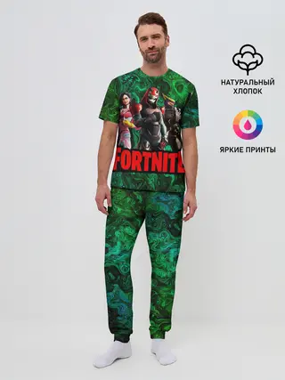 Мужская пижама с брюками / Фортнайт | Волны