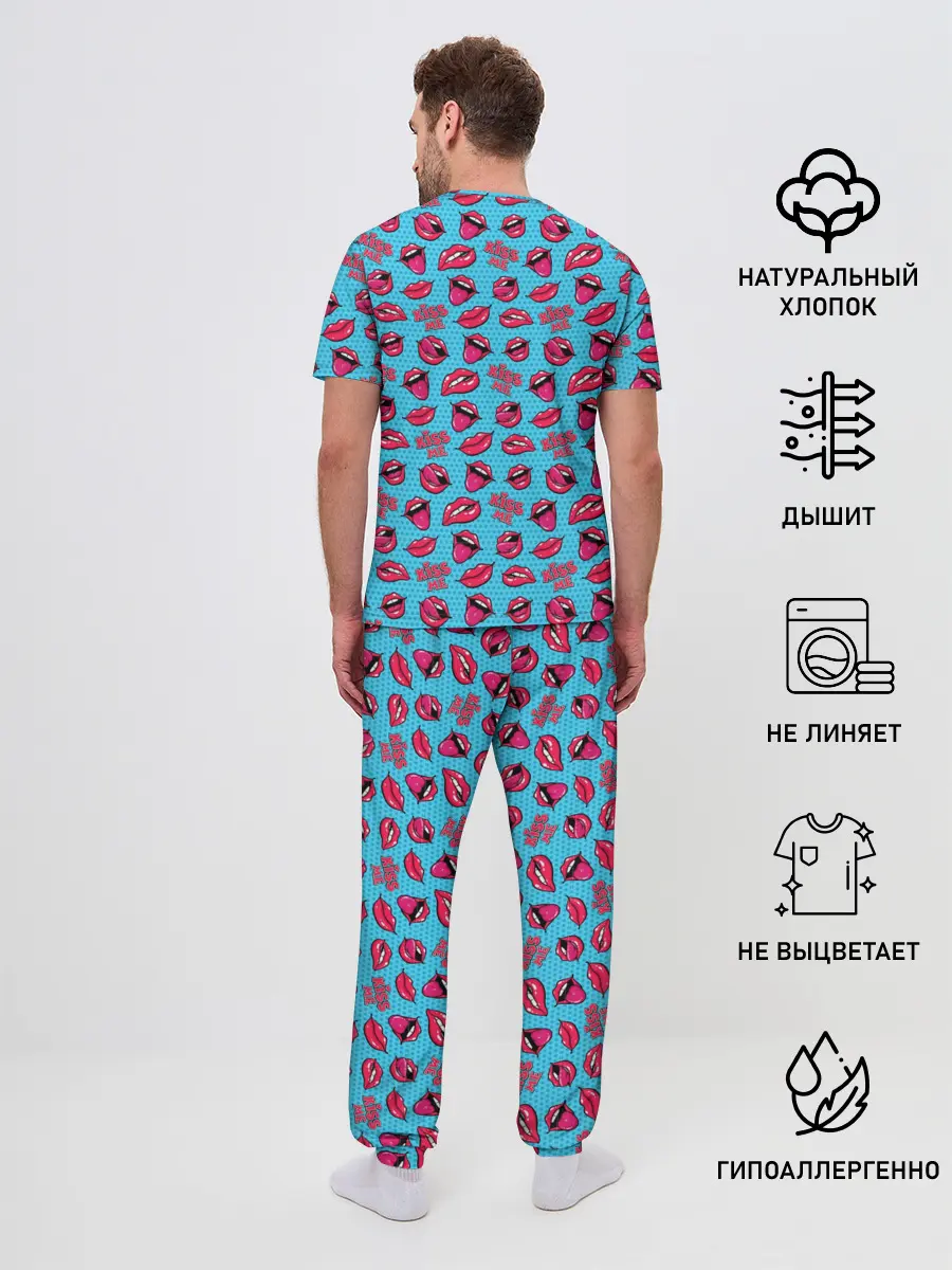 Мужская пижама с брюками / Губы. Поп-арт