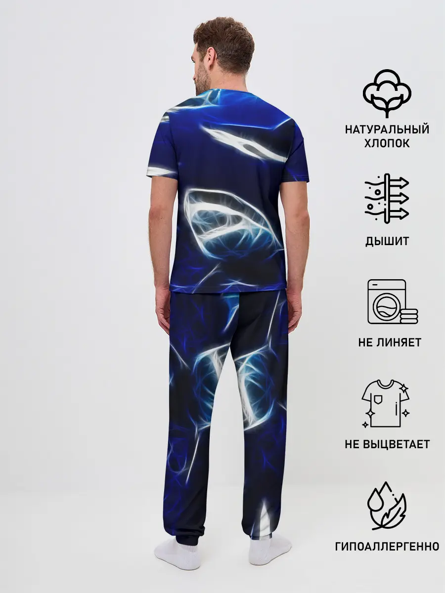 Мужская пижама с брюками / ДЕЛЬФИН В МОРЕ.