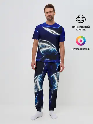 Мужская пижама с брюками / ДЕЛЬФИН В МОРЕ.