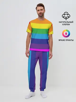 Мужская пижама с брюками / ЦВЕТНЫЕ ЛИНИИ