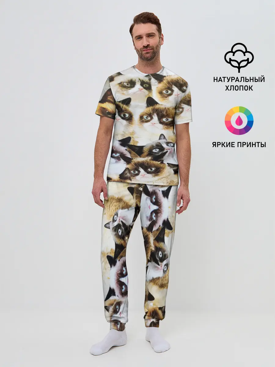Мужская пижама с брюками / КОТ МЕМ