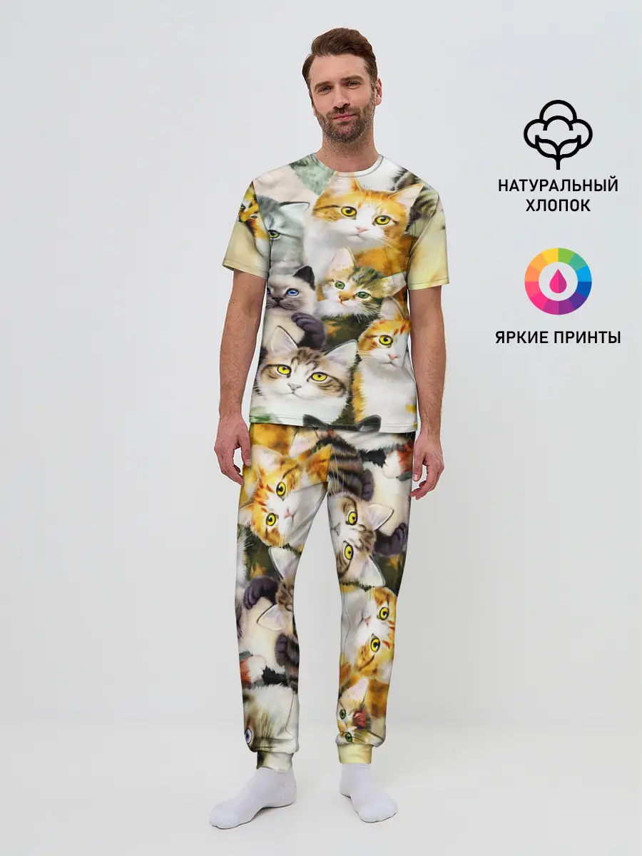 Мужская пижама с брюками / КОТЫ