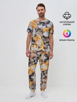 Мужская пижама с брюками / КОТЯТКИ
