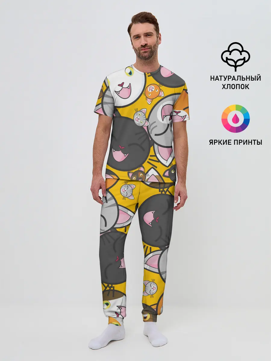Мужская пижама с брюками / КОТЫ