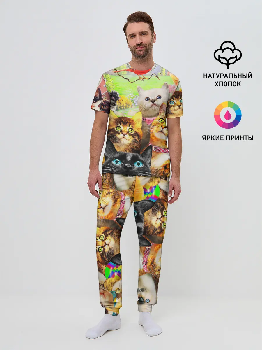Мужская пижама с брюками / КОТЫ