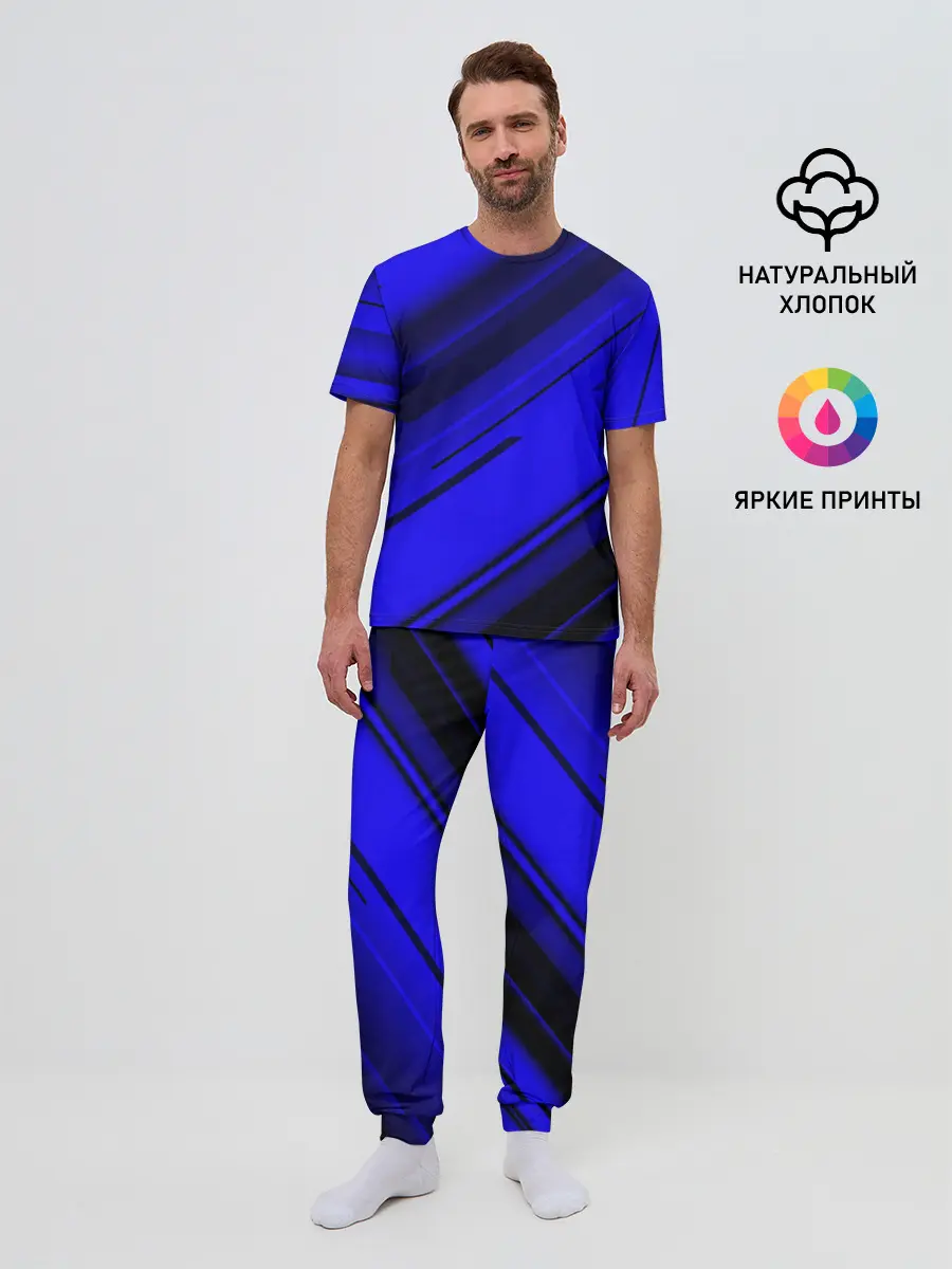 Мужская пижама с брюками / Blue and Black