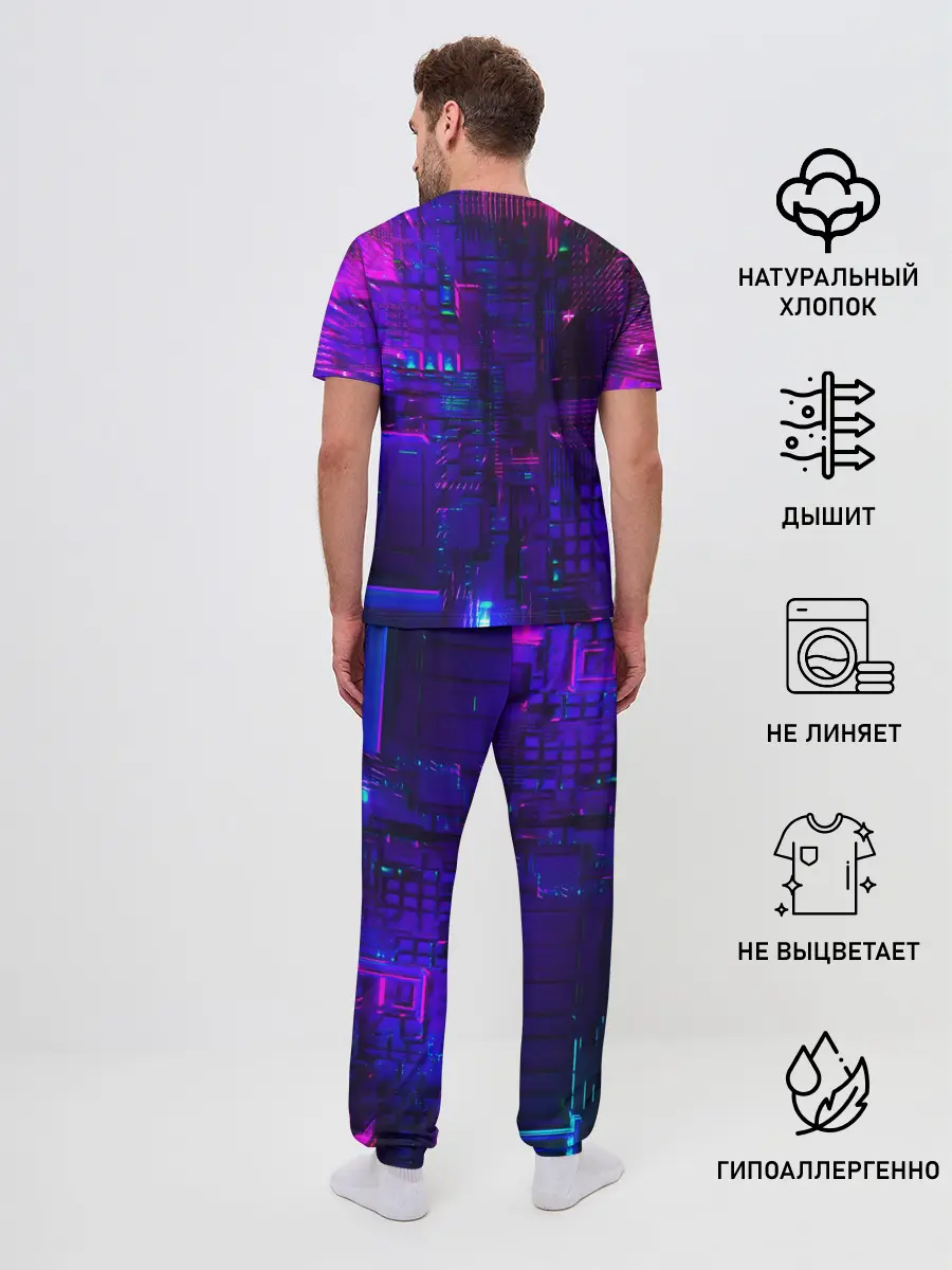 Мужская пижама с брюками / NEON CUBES