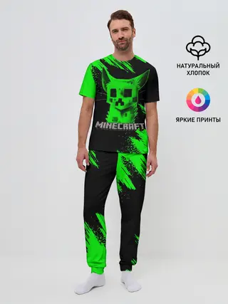 Мужская пижама с брюками / MINECRAFT CREEPER CAT