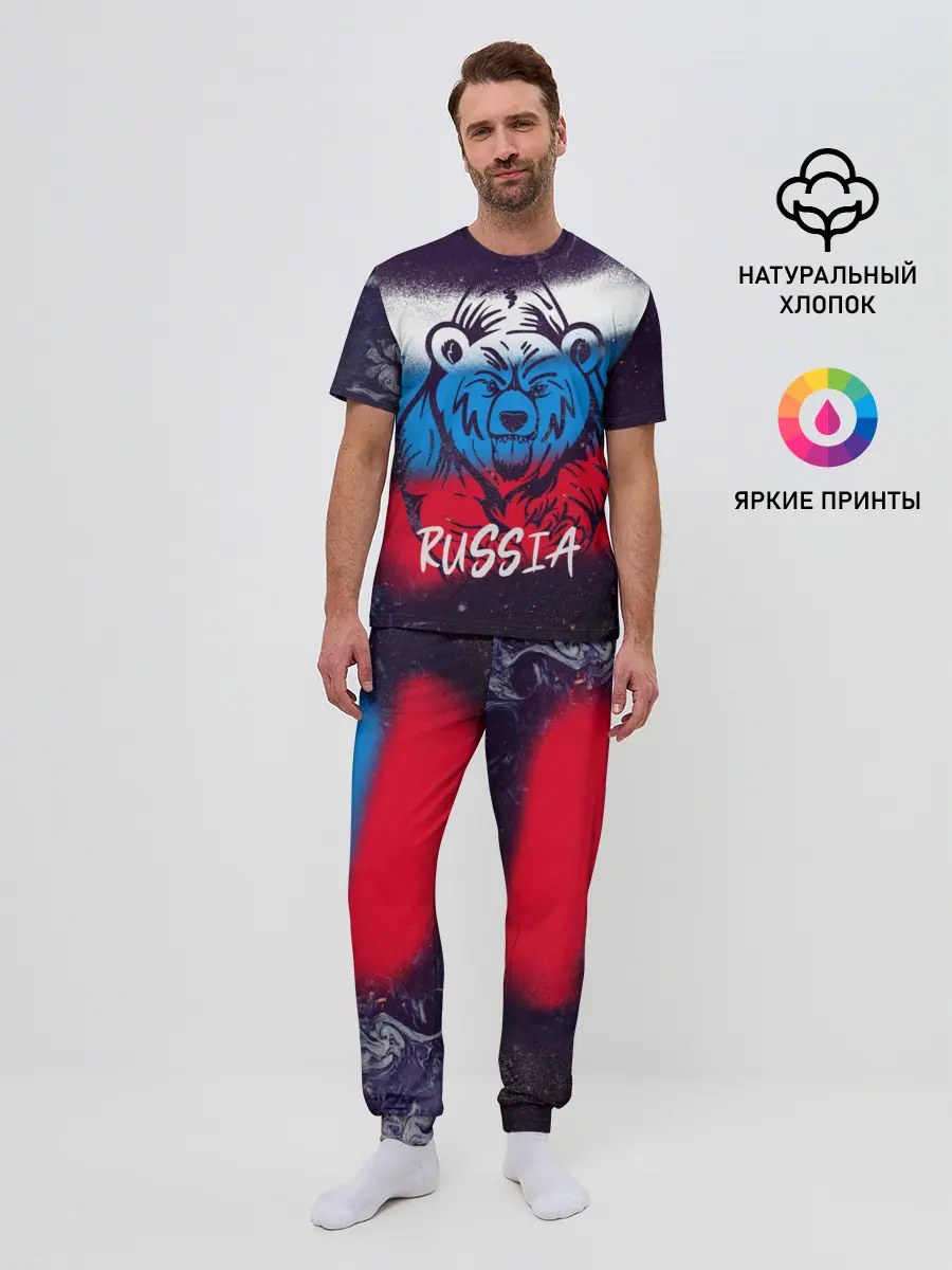 Мужская пижама с брюками / Russia Bear