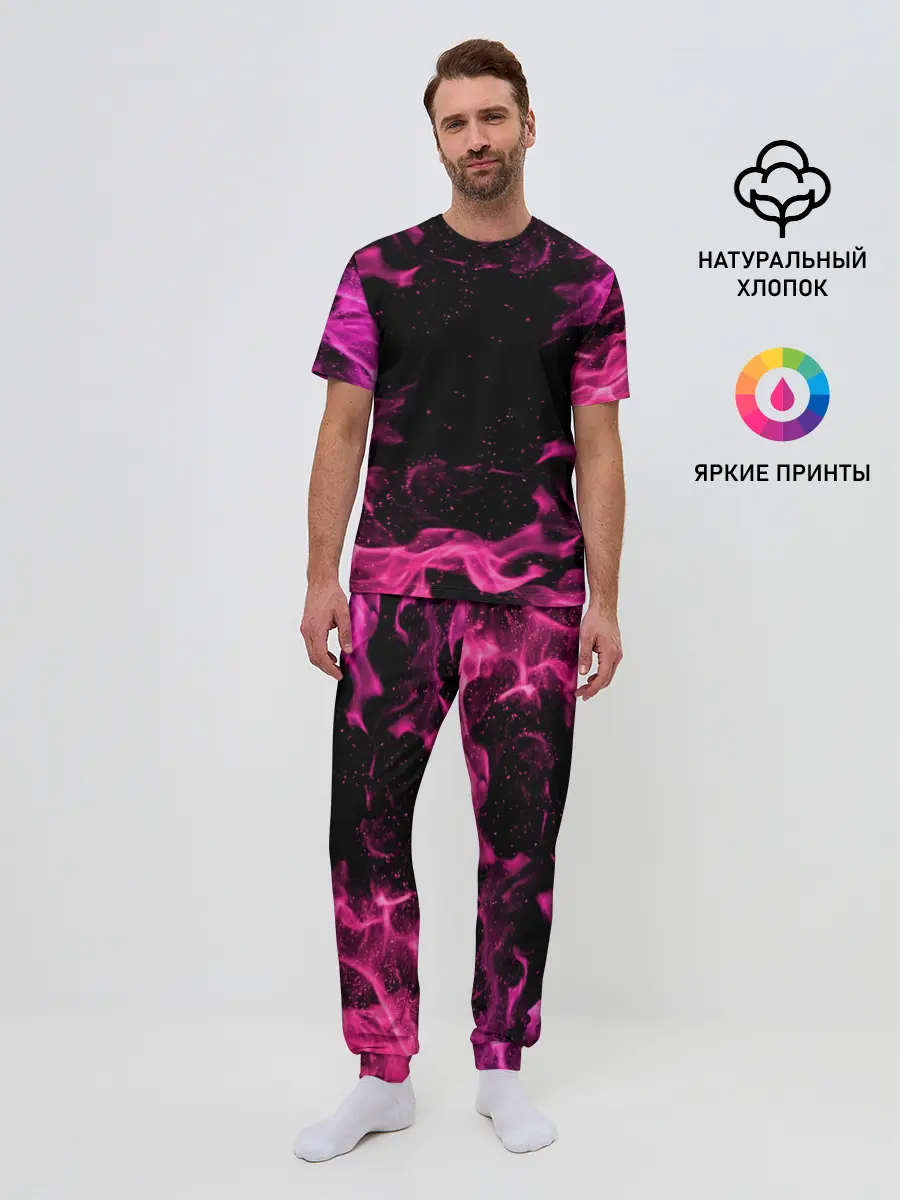 Мужская пижама с брюками / ОГОНЬ НЕОН