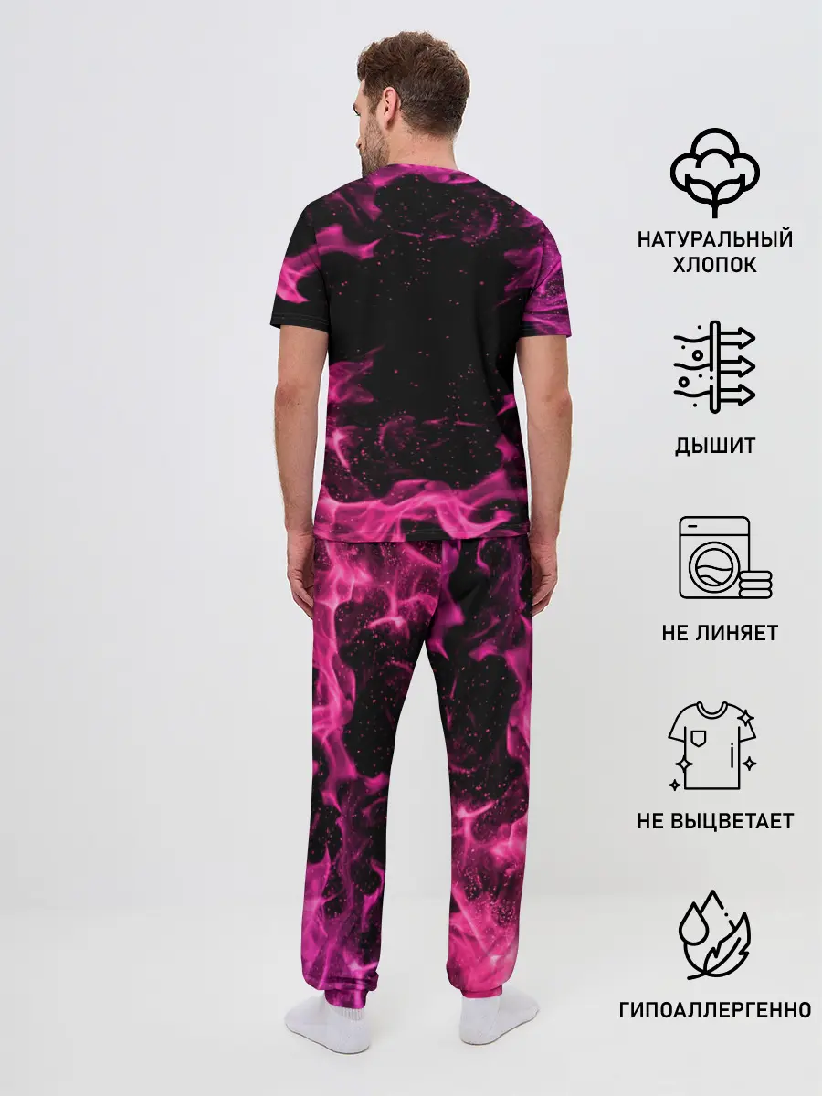 Мужская пижама с брюками / ОГОНЬ НЕОН