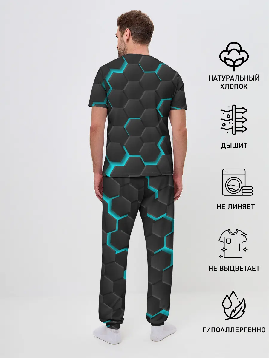 Мужская пижама с брюками / Хвост Феи голубые соты