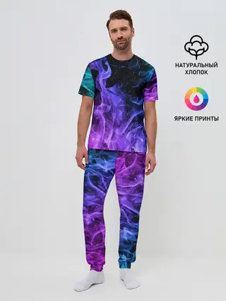 Мужская пижама с брюками / ОГОНЬ НЕОН