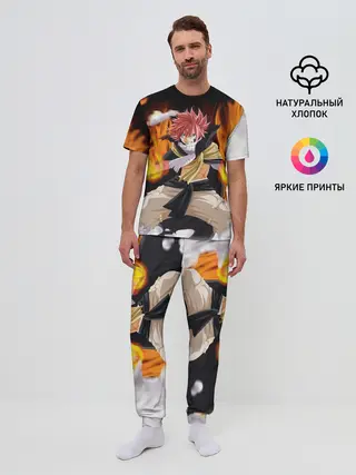 Мужская пижама с брюками / Fairy Tail воинственный Нацу