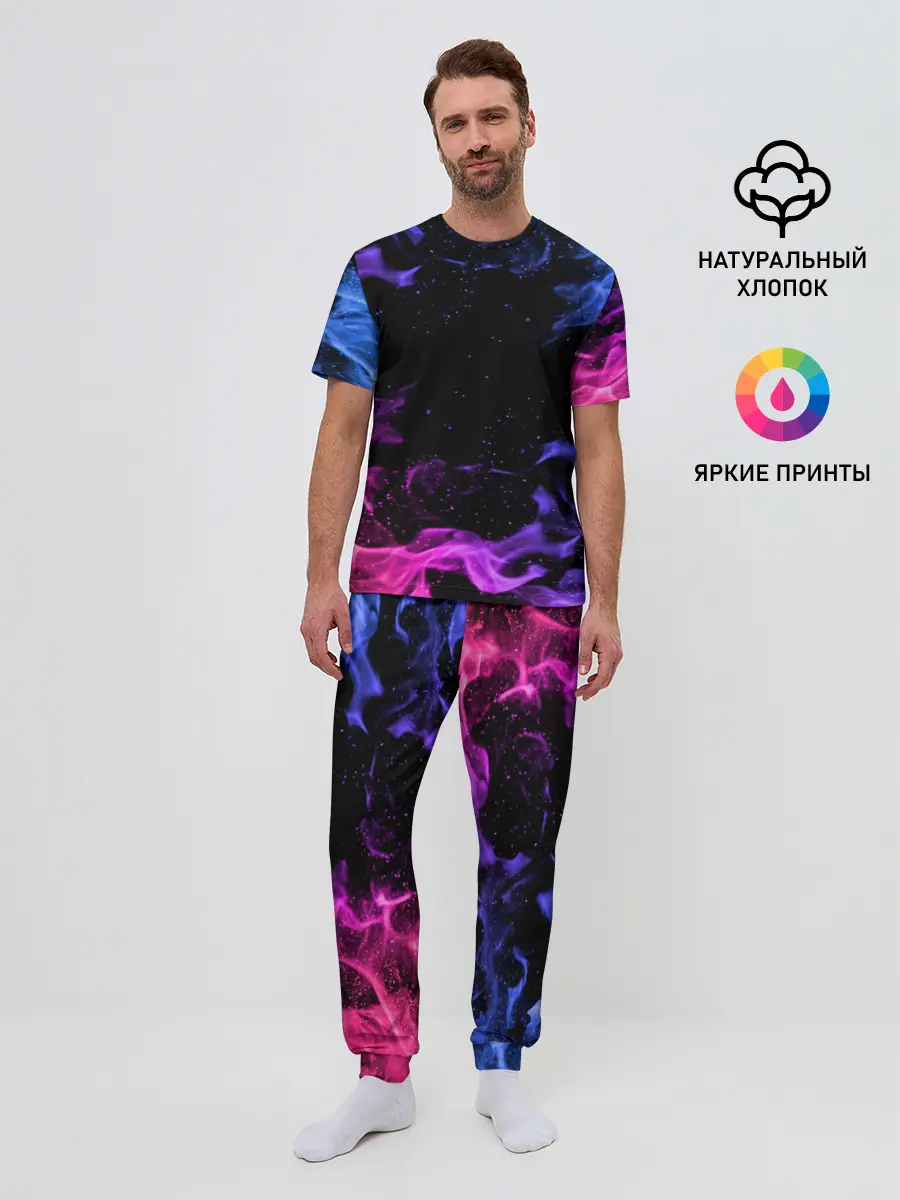 Мужская пижама с брюками / ОГОНЬ НЕОН