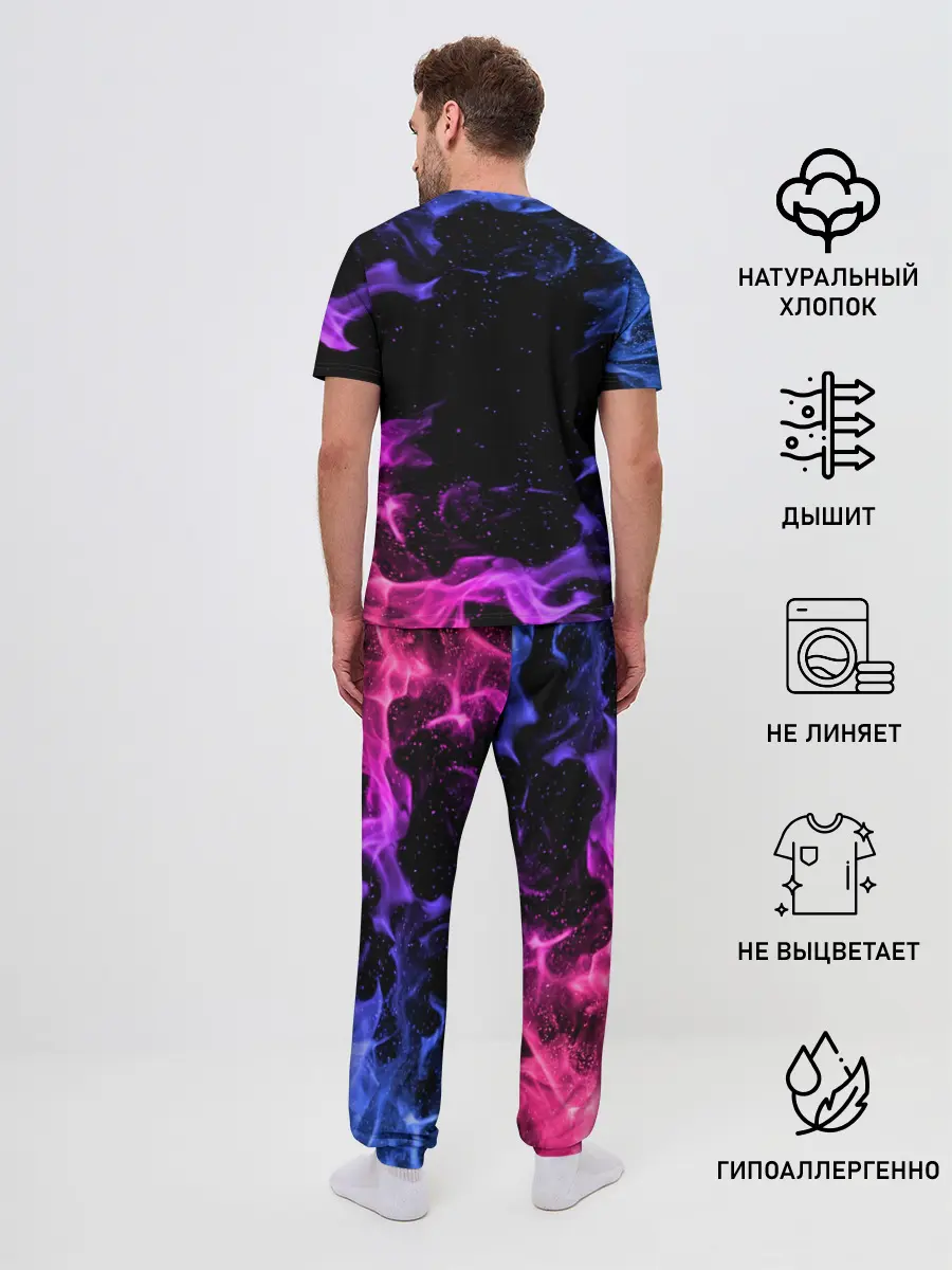 Мужская пижама с брюками / ОГОНЬ НЕОН