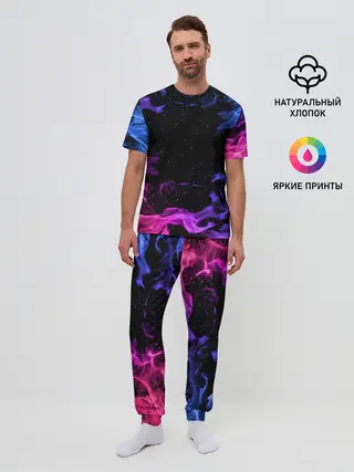 Мужская пижама с брюками / ОГОНЬ НЕОН