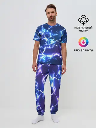 Мужская пижама с брюками / СВЕТЯЩИЕСЯ МОЛНИИ | NEON FLASH