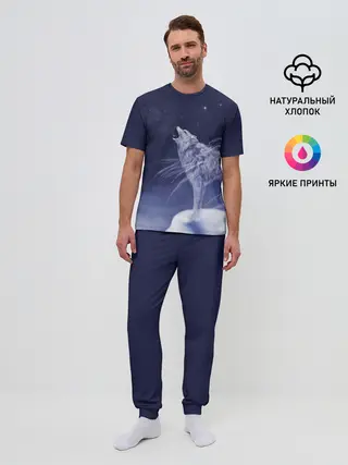 Мужская пижама с брюками / WOLF WHITE