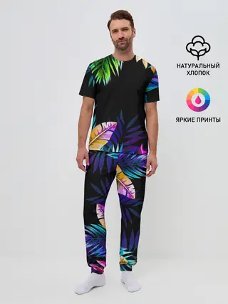 Мужская пижама с брюками / Тропическая Ночь