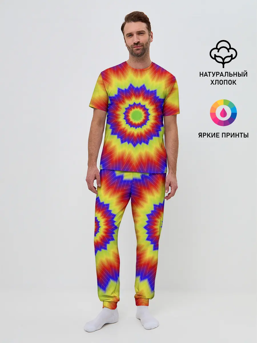 Мужская пижама с брюками / Tie-Dye
