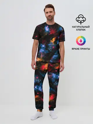 Мужская пижама с брюками / КОСМИЧЕСКИЕ ВОЛНЫ