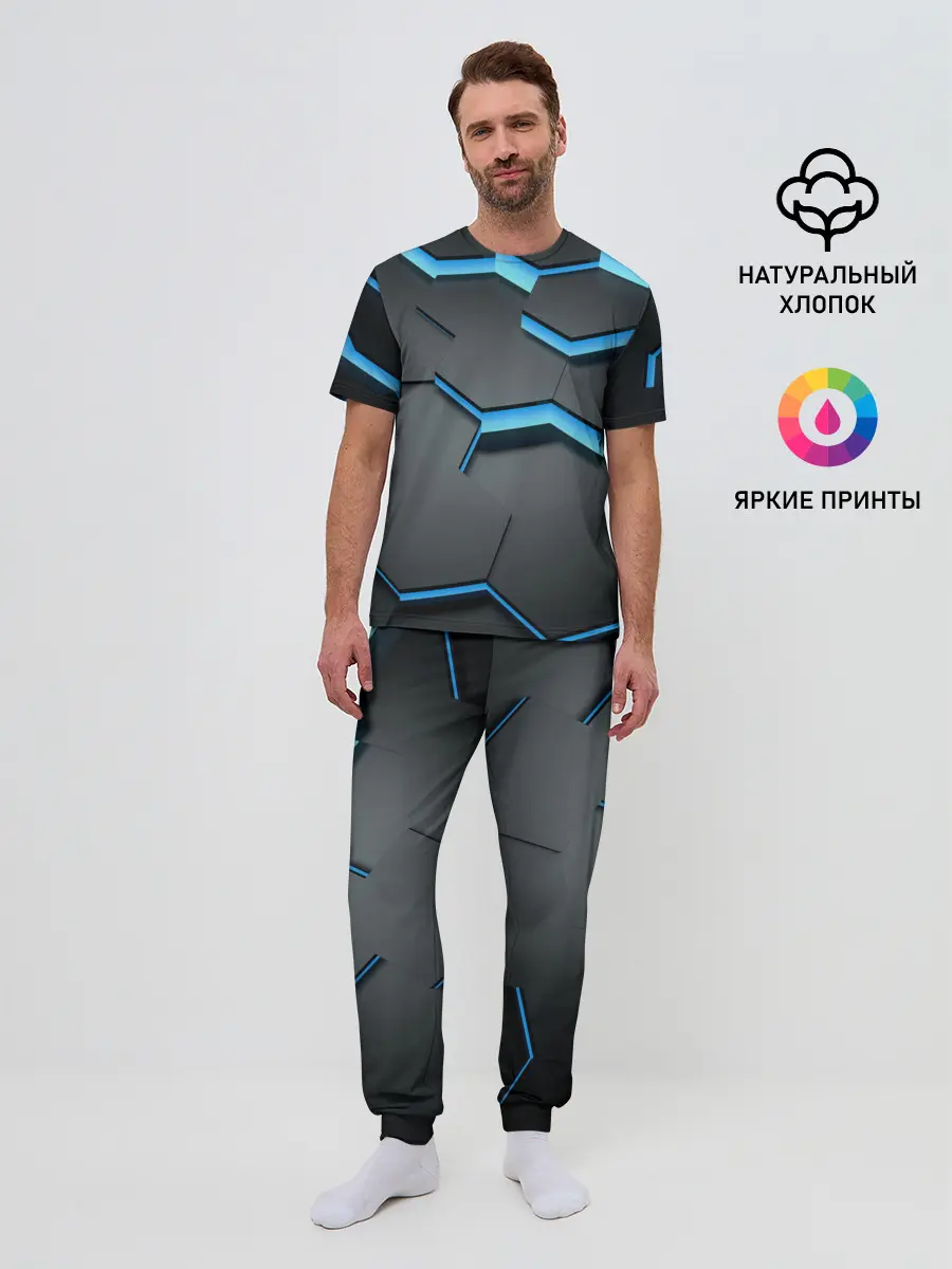 Мужская пижама с брюками / 3D Плиты