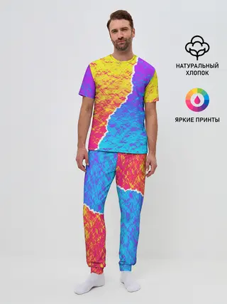 Мужская пижама с брюками / Цветные переливы