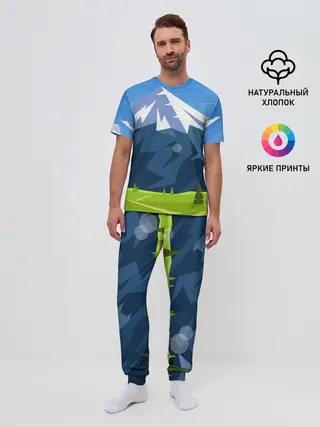 Мужская пижама с брюками / Горы пейзаж природа вектор