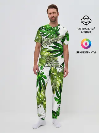 Мужская пижама с брюками / ГАВАЙСКИЕ ЛИСТЬЯ