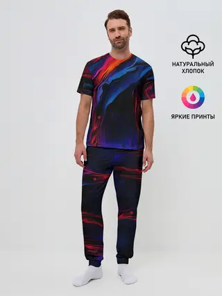 Мужская пижама с брюками / Красочный абстракт