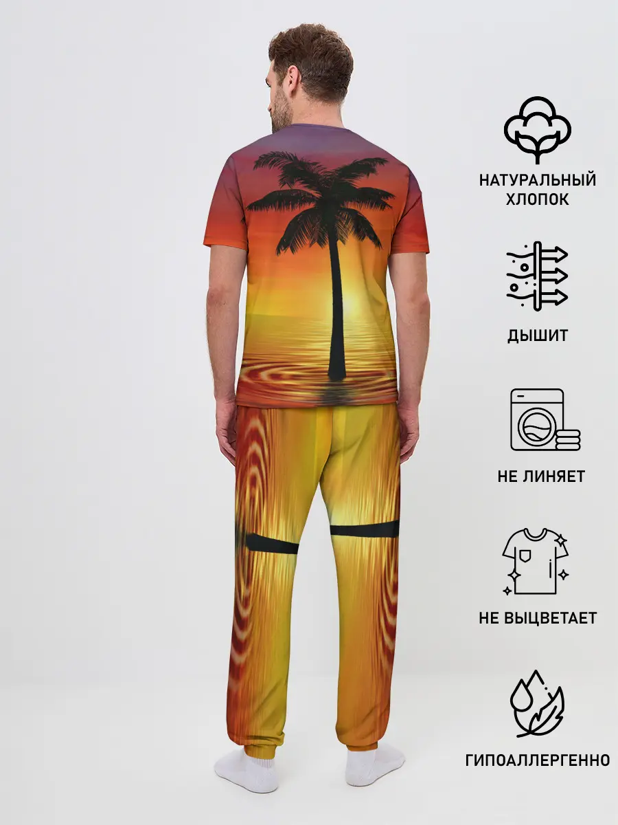 Мужская пижама с брюками / ТРОПИЧЕСКИЕ ПАЛЬМЫ.