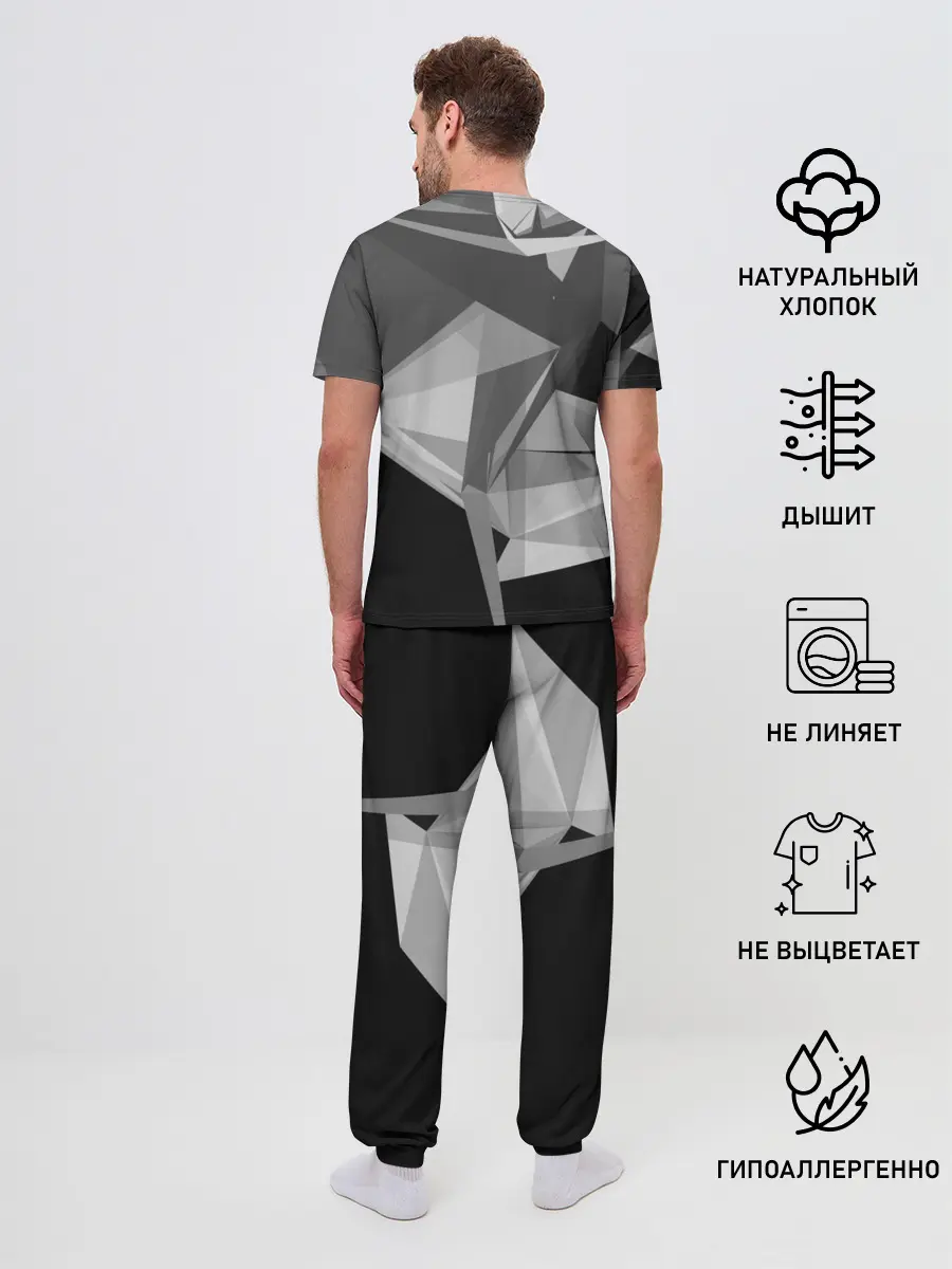 Мужская пижама с брюками / Camo - Black & White