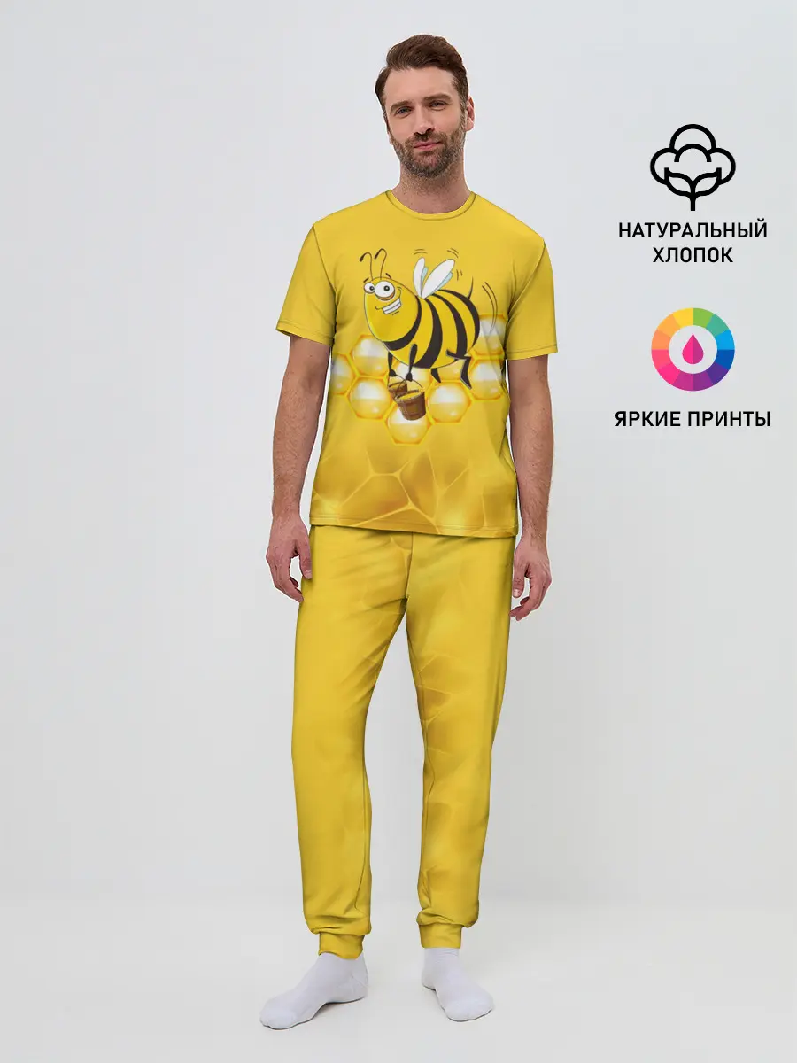 Мужская пижама с брюками / Лето. Пчелы. Мед