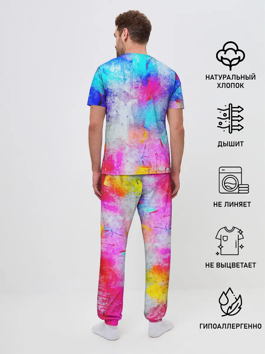 Мужская пижама с брюками / НЕОНОВЫЕ ПОТЕРТОСТИ