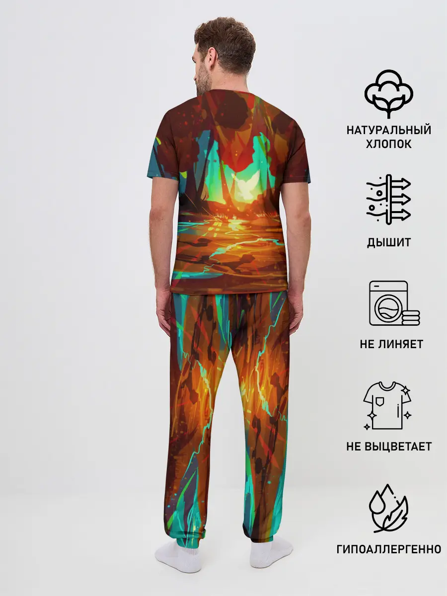 Мужская пижама с брюками / Птица света в волшебном лесу