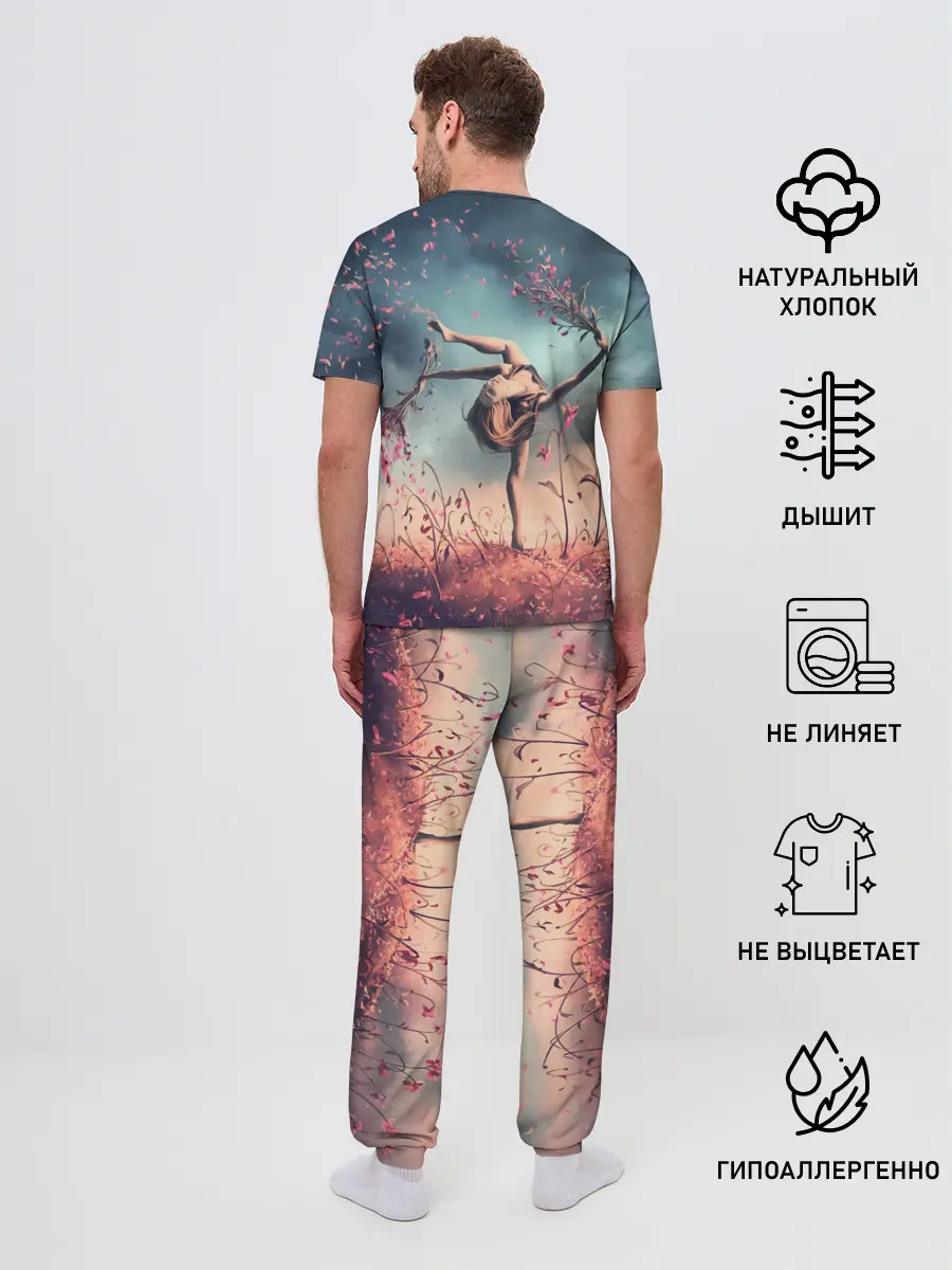Мужская пижама с брюками / Танцующая с цветами ведьма
