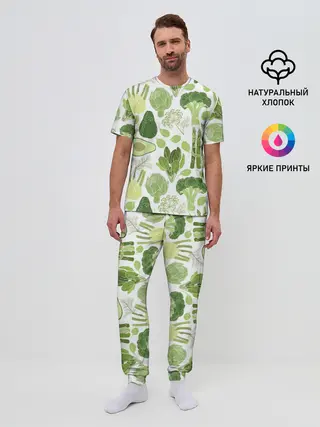 Мужская пижама с брюками / овощи