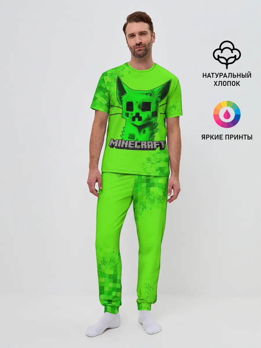 Мужская пижама с брюками / MINECRAFT CREEPER CAT
