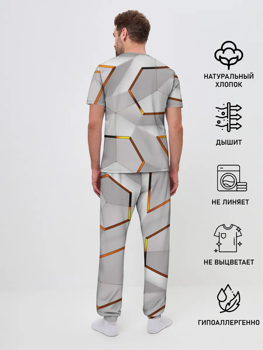 Мужская пижама с брюками / 3D абстракция Iron