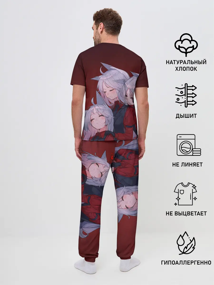 Мужская пижама с брюками / Cerberus обнимаются втроем Helltaker