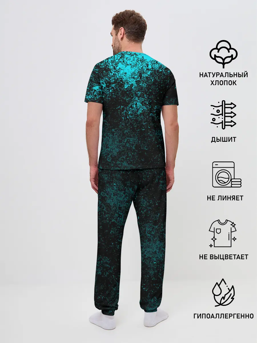 Мужская пижама с брюками / БРЫЗГИ-КРАСОК НЕОН