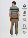 Мужская пижама с брюками / РАзноцыетные линии полосы хаос