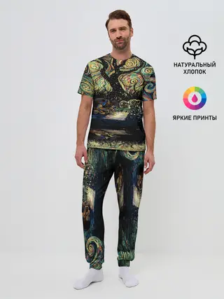Мужская пижама с брюками / НОЧЬ В ЛЕСУ