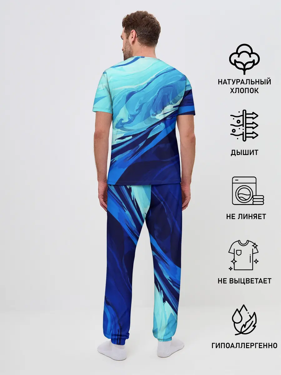 Мужская пижама с брюками / Котик Ангелочек